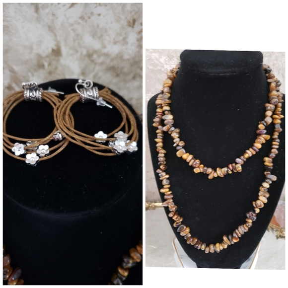 JTV Jewelry - Tigers Eye Necklace Authentic & hand-made Earrings to match New